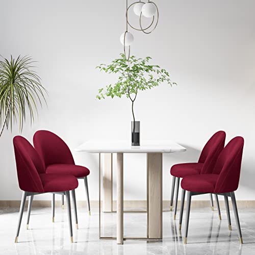 Leorate Dining Chair Cover Velvet Upholstered Side Dining Chair Cover Slipcover Curved Back Mid Century Modern Accent Dining Chair Covers For Kitchen Living Room(Wine Red) #TOP1