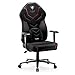 Diablo X-Gamer 2.0 Gaming Stuhl Bürostuhl Stoffbezug Ergonomisches Design Lendenwirbelkissen Softpadauflage (Schwarz-Schwarz)