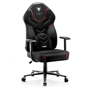 Diablo X-Gamer 2.0 Gaming Stoel Gamestoel Bureaustoel Stoffen Bekleding Ergonomisch Ontwerp Lumbaal Kussen Comfortabele Armleuningen (Zwart)
