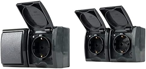 ELEKTRO-PLAST HERMES Aufputz Doppelschalter IP44 - Wassergeschützt Anthrazit