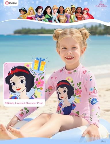 Image of Disney Frozen Stitch Princess Minnie Mouse Girls Swimsuit Long Sleeve Rashguard UPF 50 One Piece Bathing Suit Size 3M-13Y