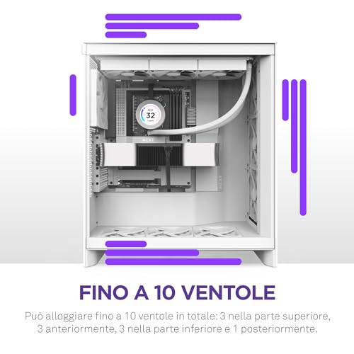 H7 Flow | Case Airflow ATX mid-tower | 3 ventole 120mm sul fondo per raffreddare la GPU | 3 ventole 120mm anteriori | Supporto anteriore radiatore da 420mm | Gestione cavi | Bianco - Case PC - Immagine 6