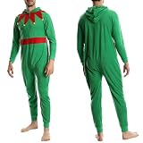 SLEEPHERO Men’s Fleece Onesie – Full Zip Hooded Union Suit – Soft Adult One-Piece Year-Round Lounge Set Elf Large
