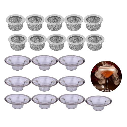 20-teiliges Cocktail-Räucher-Filter-Set, 10 x Premium-Doppelsieb-Filter, 10 x altmodische Cocktail-Filter, waschbare Edelstahl-Mesh-Filterschale für Bourbon Whiskey Smoker