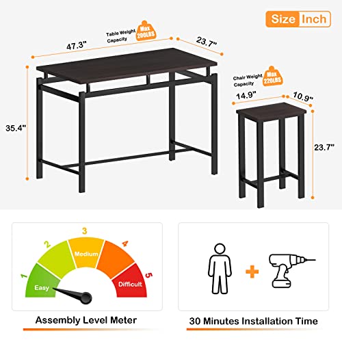 Basenji Dining Table Set For 4, 5 Piece Kitchen Table And Chairs With Wine Rack And Glass Holder, Bar Table And Chairs Set Space Saving For Pub Breakfast (Espresso) #TOP3