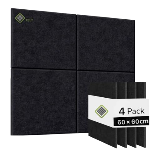 Image of YGM Acoustic Foams Luxury PET Felt Acoustic Self Adhesive Panels, 10 MM Thick, Sound Absorbing Panels for Wall | Room Noise Reducer & Sound Dampening (OG Black, 2x2 Foot - 4 Panels)