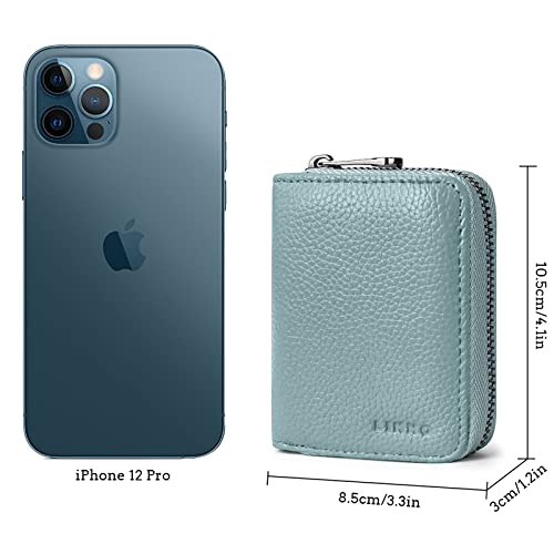 Image of 20 Card Solts Credit Card Holder RFID Blocking Genuine Leather Wallet for Women or Men Accordion style with zipper, HOT-blue,
