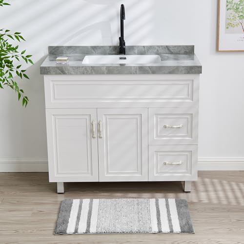 CozeCube Bath mats for Bathroom Non Slip, Fluffy Absorbent Microfiber Bath mat Washable, Aesthetic Bathroom Rugs, Large Grey Striped Bath mat, Grey, 36" x 24" by CozeCube - Image 7
