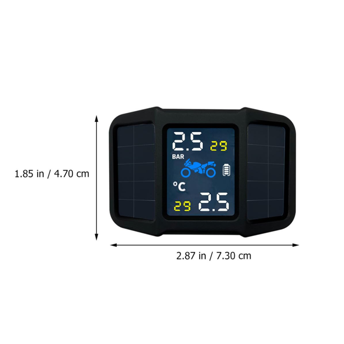 UKCOCO Capteur de Pression des Pneus de Moto, Moniteur Solaire USB Noir
