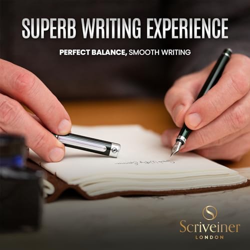 Scriveiner British Racing Green Fountain Pen - Stunning Luxury Pen with Chrome Finish, Schmidt Nib (Medium), Best Pen Gift Set for Men & Women, Professional, Executive, Office, Nice Pens by Scriveiner - Image 4