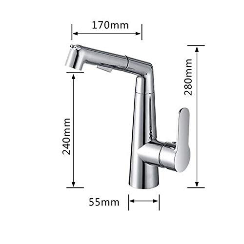 Image of Kitchen Faucets with Pull Down Sprayer Black rotatable hot and cold 2 mode with shower single hole suitable for kitchen sink-Black-B