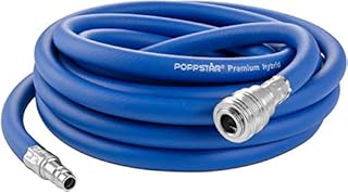 Poppstar Tubo per aria compressa attacco rapido 5 metri (PVC ibrido con tessuto, raccordo rapido) tubo compressore aria 20 bar, blu