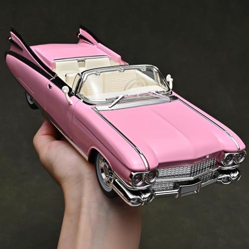 Image of 1:24 Scale Big Cadillac Eldorado Alloy Pickup Car Toy Metal Pull Back Diecast Car with Openable Door and Sound Light, Gifts Toys for Kids【Pink】