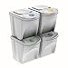 Sortibox set di 4 bidoni della spazzatura (80 litri 4x25L) cestino cestino raccolta rifiuti separatore collettore cestino rifiuti organici (bianco)