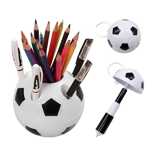 NyxSeat Portalápices con balón de fútbol creativo multifuncional, portalápices, recipiente para cepillos de dientes, organizador útil para la decoración de tu hogar, oficina y almacenamiento en el