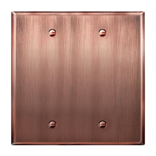 Image of LIDER Blank Metal Wall Plate, Stainless Steel Blank Outlet Cover, Corrosion Resistant, Mid-Size 2-Gang 4.88 inch x 4.92 inch, 201 Stainless Steel, LMWP-02M-AC, Antique Copper