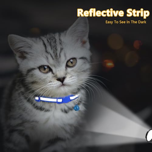 Image of Taglory 2 Pack Cat Collar with Bell, Breakaway Buckle and Reflective Strip | Adjustable 15-20 cm for 2-6 Months Cat, Quick Release Clip, Kitten and Adult Cats, Spare Collar Included, Indoor Outdoor Use