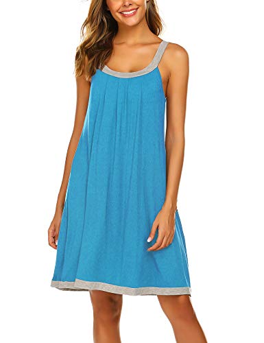 Ekouaer Plus Size Sleeveless Nightgowns Womens Night Gowns Tank Top Sleeping Nightgown (Sky Blue, XX-Large)