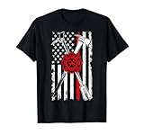 Patriotic Design Axe Halligan Thin Line Red Firefighter T-Shirt