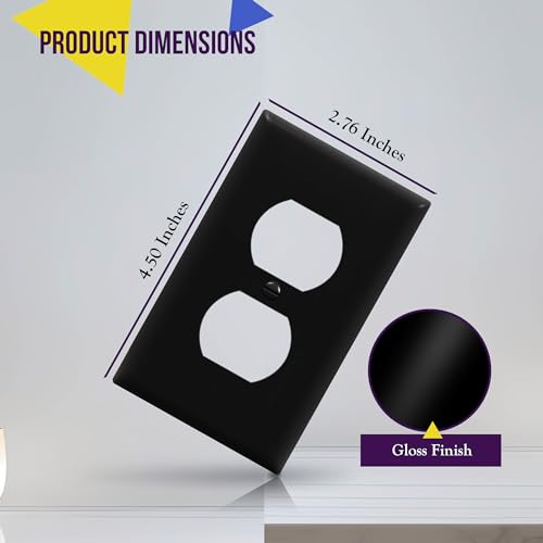 Image of ENERLITES Duplex Receptacle Outlet Wall Plate, Size 1-Gang 4.50 inch x 2.76 inch, Unbreakable Polycarbonate Thermoplastic, UL Listed, 8821-BK-5PCS, Black (5 Pack)