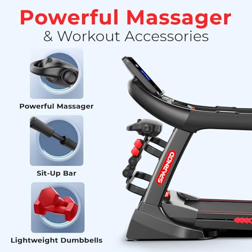 Image of Sparnod Fitness STH-5720 High-Performance Treadmill | 7HP Peak DC Motor | Auto Incline 22% | 1-20 km /h Speed | 7 inch LCD Display | Bluetooth Speaker | Hydraulic Fold | Running Machine for Gym Exercise