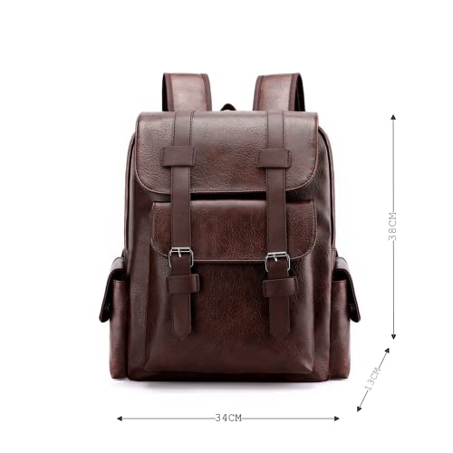 Mochila Executiva Impermeável mochilas escolar Masculina/Feminina material de couro pu Marrom Escuro
