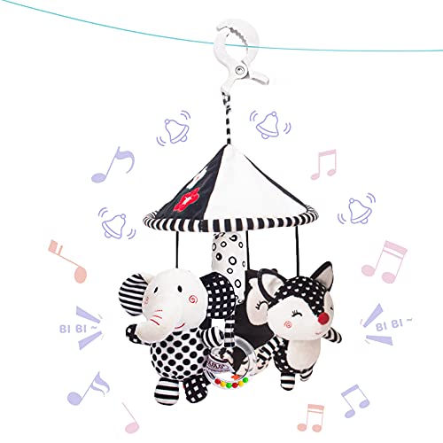 Image of AUYYOSK Black and White High Contrast Baby Toys,Car Seat Toys for Newborn,Hanging Baby Toys, Stroller Toy for 0 3 6 12 Months,Infant Rattle Toys