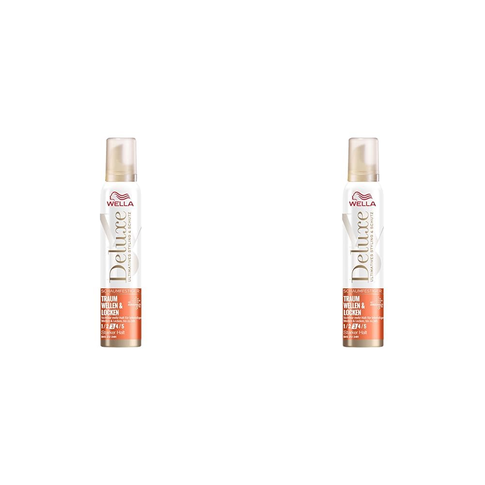 Wella Deluxe Traum Wellen & Locken Schaumfestiger – Haarschaum für mehr Sprungkraft und Definition – Schaumfestiger mit 5 fach Keratin Schutzkomplex – 200 ml (Packung mit 2)