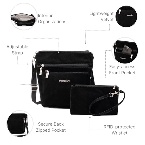 Image of Baggallini Pocket Crossbody Bags for Women 8x8 Small Lightweight Durable Water-resistant Travel Purse W /Rfid