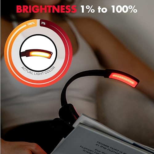Image of Mito Red Light - Flex Reader - Red Light Book Lights for Reading at Night - Portable, Rechargeable Book Light Clip On with 360 Gooseneck - Reading Lights for Books in Bed