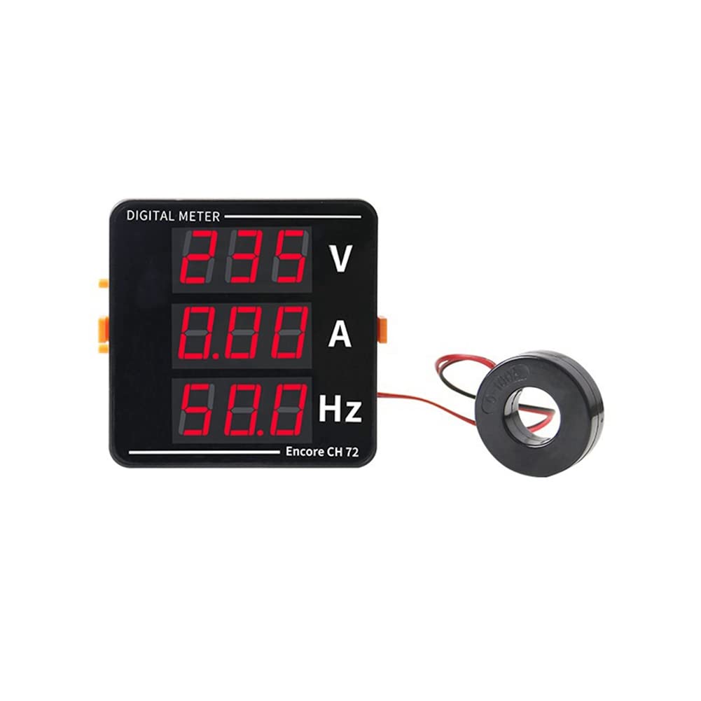 Beiyaiey Ac Ammeter Voltmeter Three Display Current Voltage Frequency Meter Ac50-500V Ac0-120A 10-99.9Hz