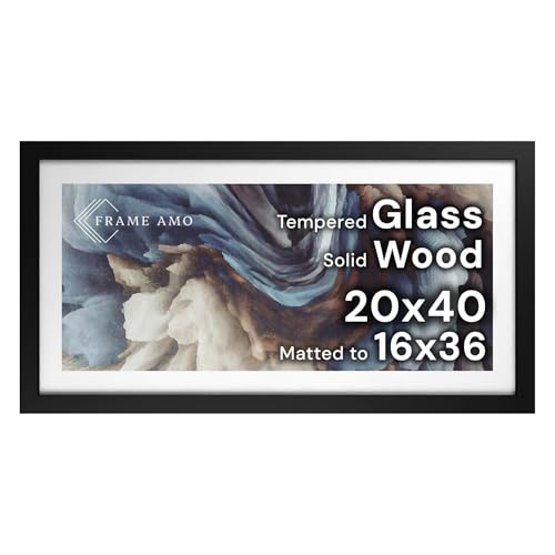 Frame Amo 20x40 Black Solid Wood Poster Frame, White...