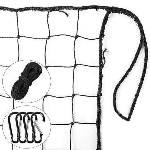 Image of Baseball & Softball Practice Nets Backstop Barrier - Sizes 10x20 FT, 10x15 FT, 10x10 FT - Heavy Duty Nylon Training Net for Batting Cage, Backyard - 33FT Rope & Safety Key Chains