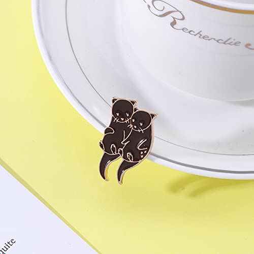 Image of Otter Enamel Pin Cute Cartoon Animal Brooch Pins Sea Otter Gift Jewelry Backpack Lapel Brooches for Men Women Otter Lover Gift