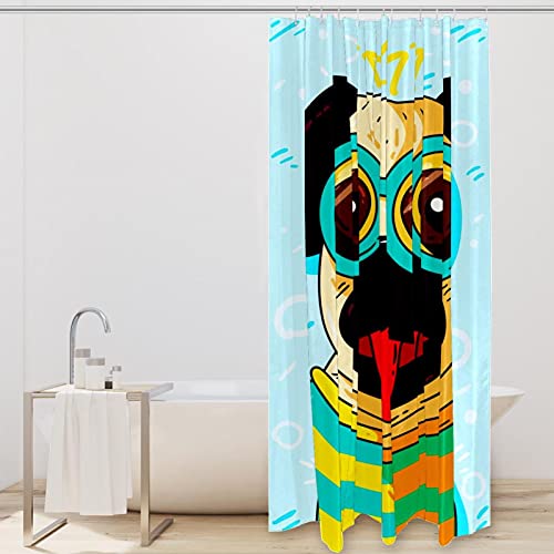 Rideau de douche carlin bleu 183 cm pour éviter l'eau sur le sol