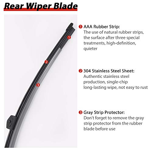 Image of OTUAYAUTO Rear Windshield Back Wiper Arm blade Set - Replacement for AUDI Q7 2015-2020, SQ7 2016-2020 Factory OEM Replacement for 4M0955407A