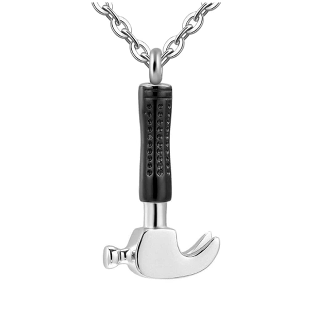 Bijou funéraire pour cendres marteau pendentif collier acier inoxydable