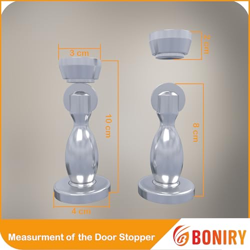Image of Boniry Premium Magnetic Door Stopper | Durable, Stylish & Rustproof | Protects Doors | Strong Hold, Easy Installation | Perfect for Home & Office Use (2, Silver)