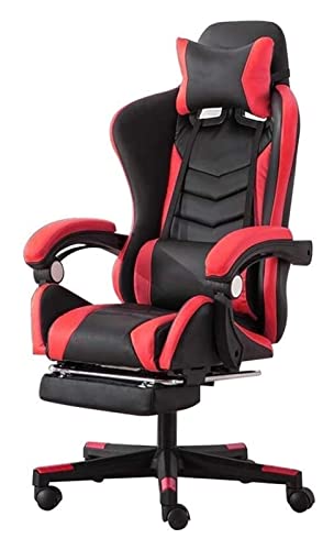 Silla de Oficina para Deportes electrónicos, Silla ómica de Carreras, giratoria, con Respaldo Alto, para Juegos y reposapiés, Silla de Oficina, Silla de computadora (Naranja n.° 1) (Rojo)