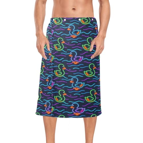Lindo animal fluorescente patito para hombre, toalla de microfibra de 60 x 28 pulgadas, accesorios de sauna para gimnasio, falda para dormir