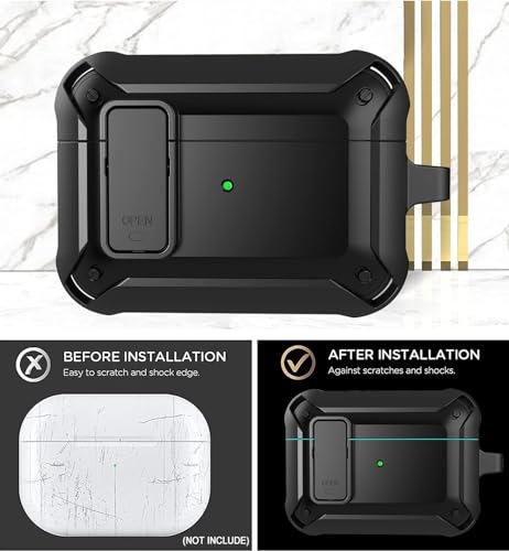 Image of Meyaar for AirPods Pro 3 Case, Clear Magnetic Automatic Lock Cases with Phone Stand with Keychain Case for Airpod Pro 3 for Men & Women (Lock Black)