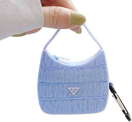 MSK Ladies Handbag cover Protective Case Compatible with AirPods Pro Creative Girls Women Lovely Candy Color Purse Shape Soft Cute Cover Case Earbud Earphone Rechargeable Case (Blue)