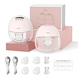 NCVI Electric Wearable Breast Pump 8131, Hands Free Breast Pumps with Strong Suction, 4 Modes 9 Levels, Portable Milk Pump with LED Display, Includes 19/21/24mm Comfortable Flanges (2 Pack, Pink)