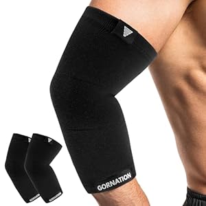 GORNATION Ellenbogenbandagen - Elastische Bandagen für Herren & Damen - Elbow Sleeves für Calisthenics, Bodybuilding, Fitness - 1 Paar, Schwarz, M
