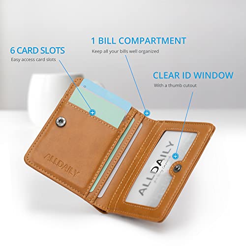 Image of Alldaily Small RFID Wallet for Women Slim Compact Bifold Pocket Ladies Travel Mini Purse (Brown)