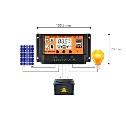 Controlador De Carga Para Painel Solar 100A Usb 12/24V Pwm