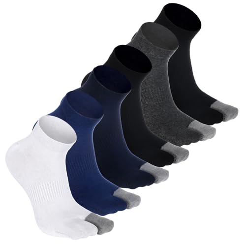 6 Pairs Men's Tabi Socks Cotton Socks for Flip Flop Split Toe Stockings for Men Athletic Wicking