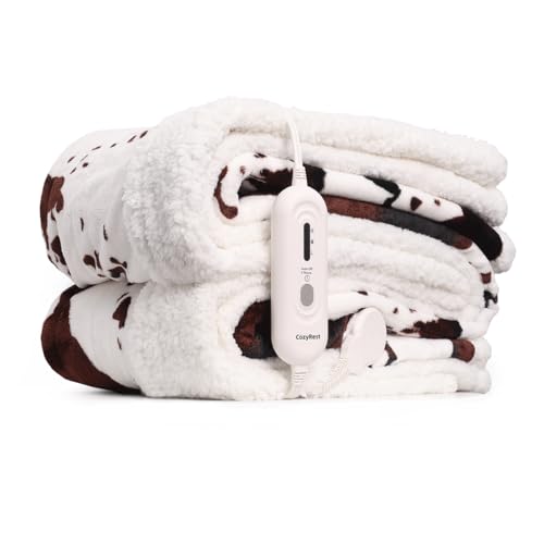 Cow Print Electric Blanket – Heated Throw Blanket with 3