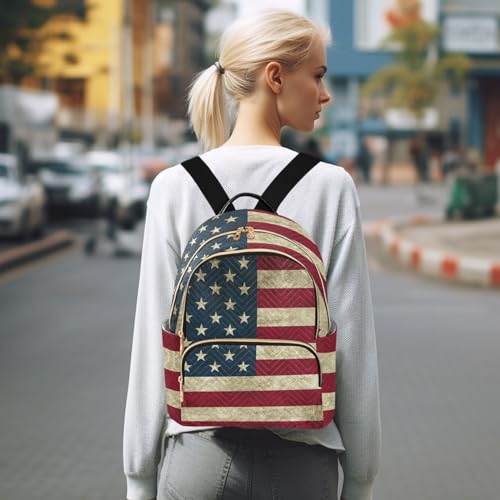 Image of ALAZA Vintage American Flag Small Backpack Purse for Women Travel Bag Fashion Daypack Back Pack Shoulder Bag