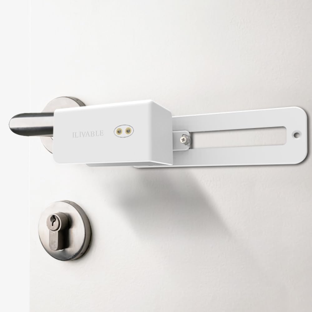 Childproof Door Lever Lock, ILIVABLE Door Handle Lock for Kids Safety. Allows Parents to Access Door from Both Sides, 3M Adhesive or Screws (Right Hand Style, 1 Pack)